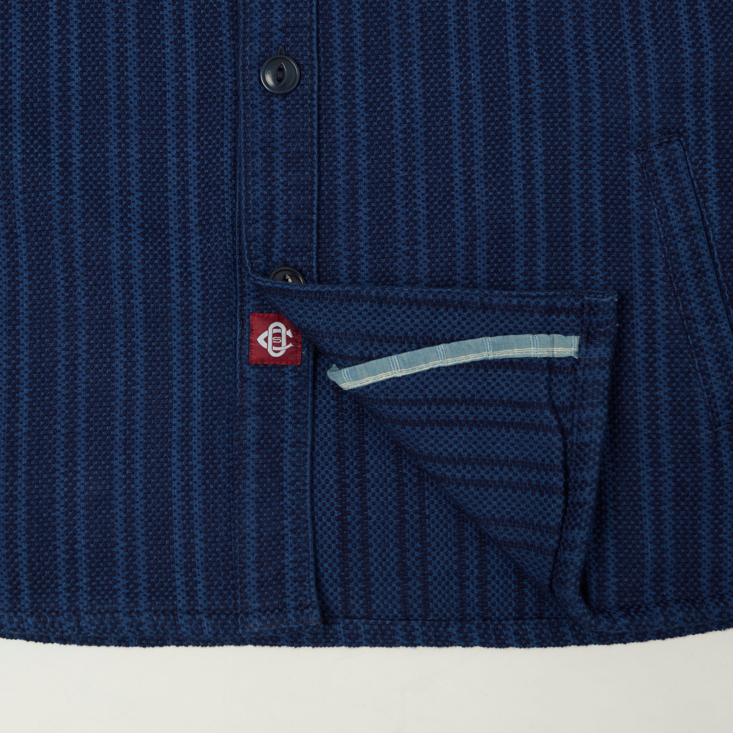 Outclass Sashiko Stripe Overshirt - Indigo