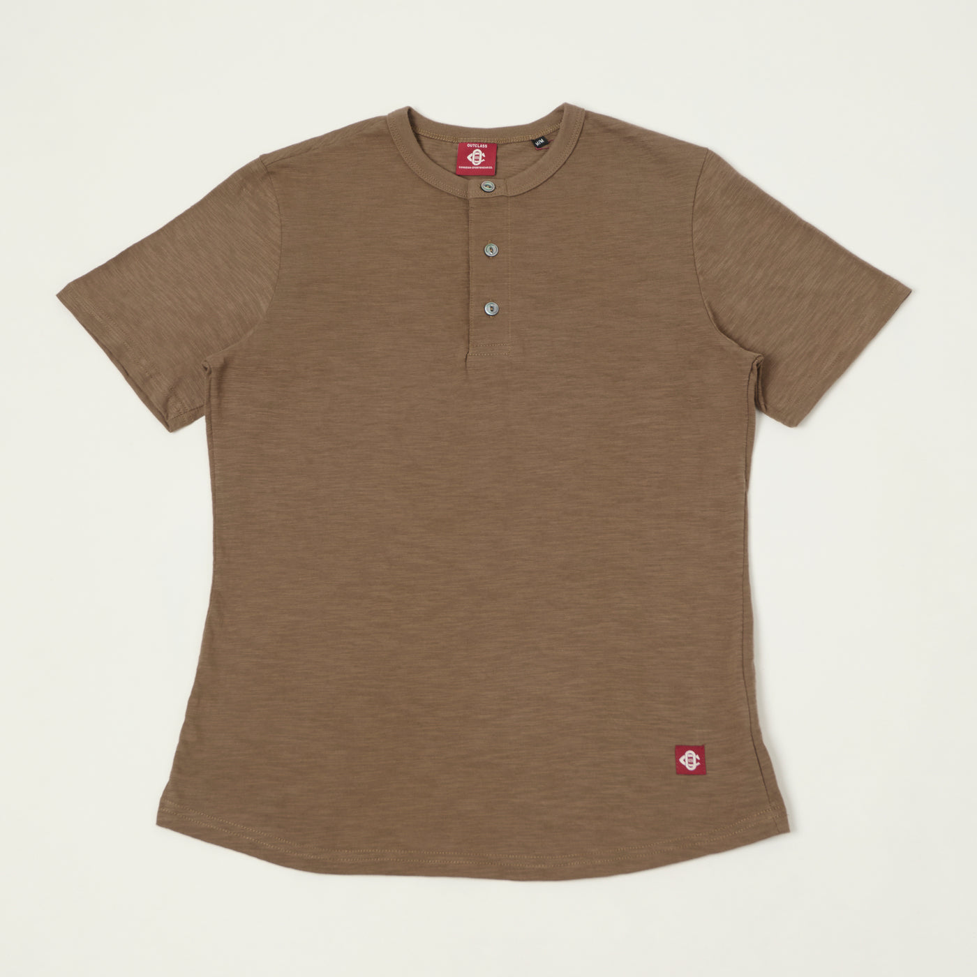 Outclass Slub Knit Henley T-Shirt - Mocha