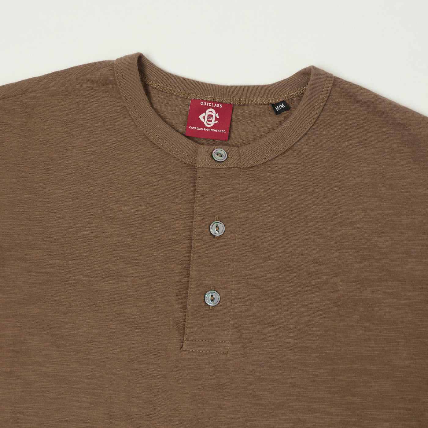 Outclass Slub Knit Henley T-Shirt - Mocha