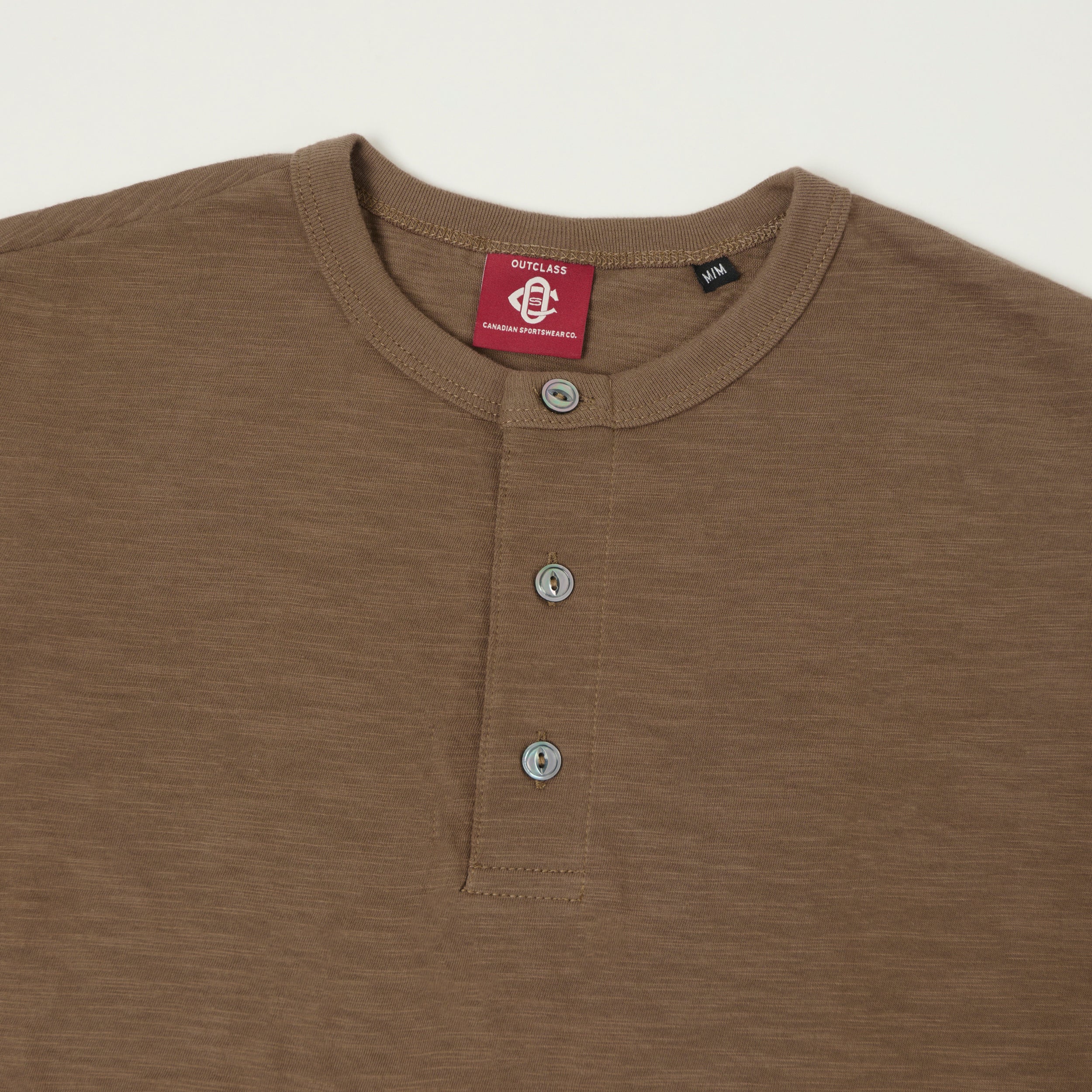 Outclass Slub Knit Henley T-Shirt - Mocha
