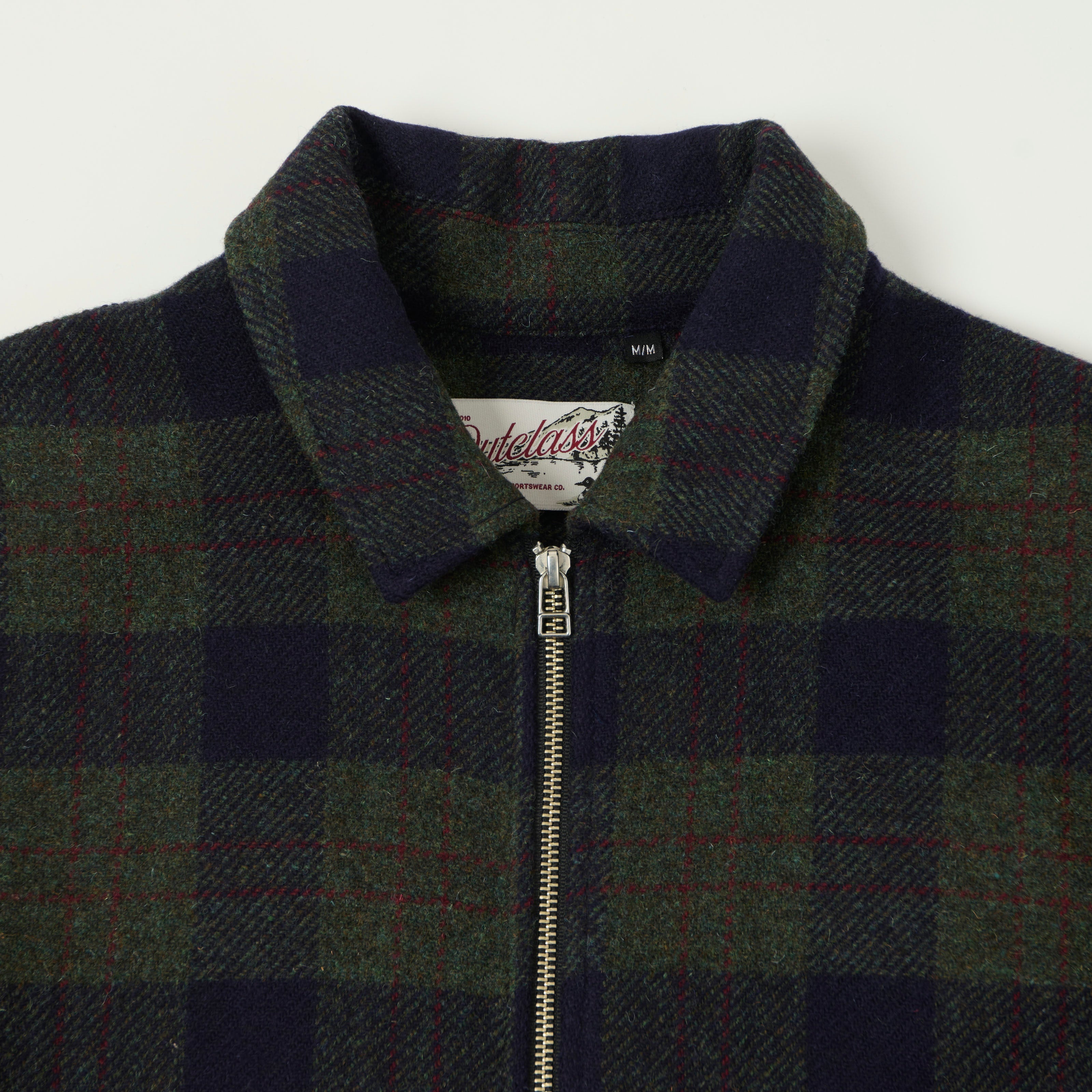 Outclass Zip Through Wool Overshirt - Hunter Plaid