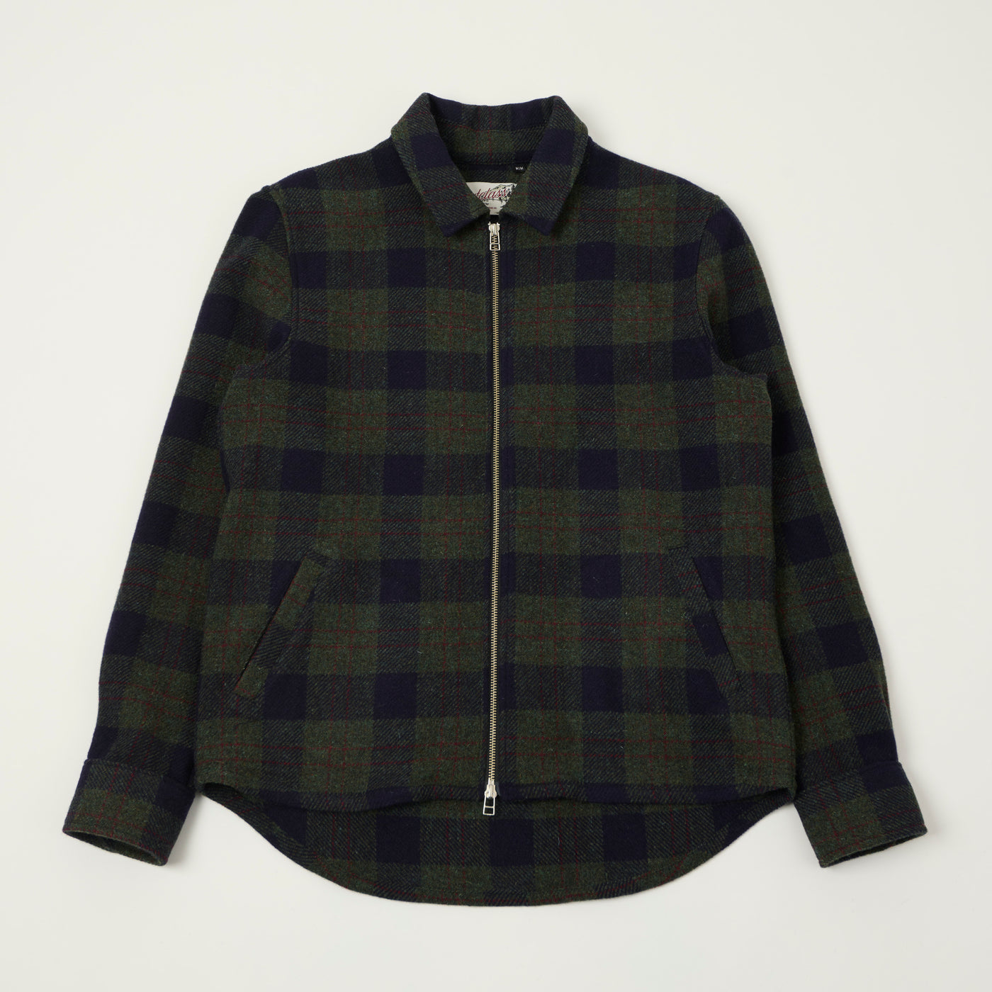 Outclass Zip Through Wool Overshirt - Hunter Plaid