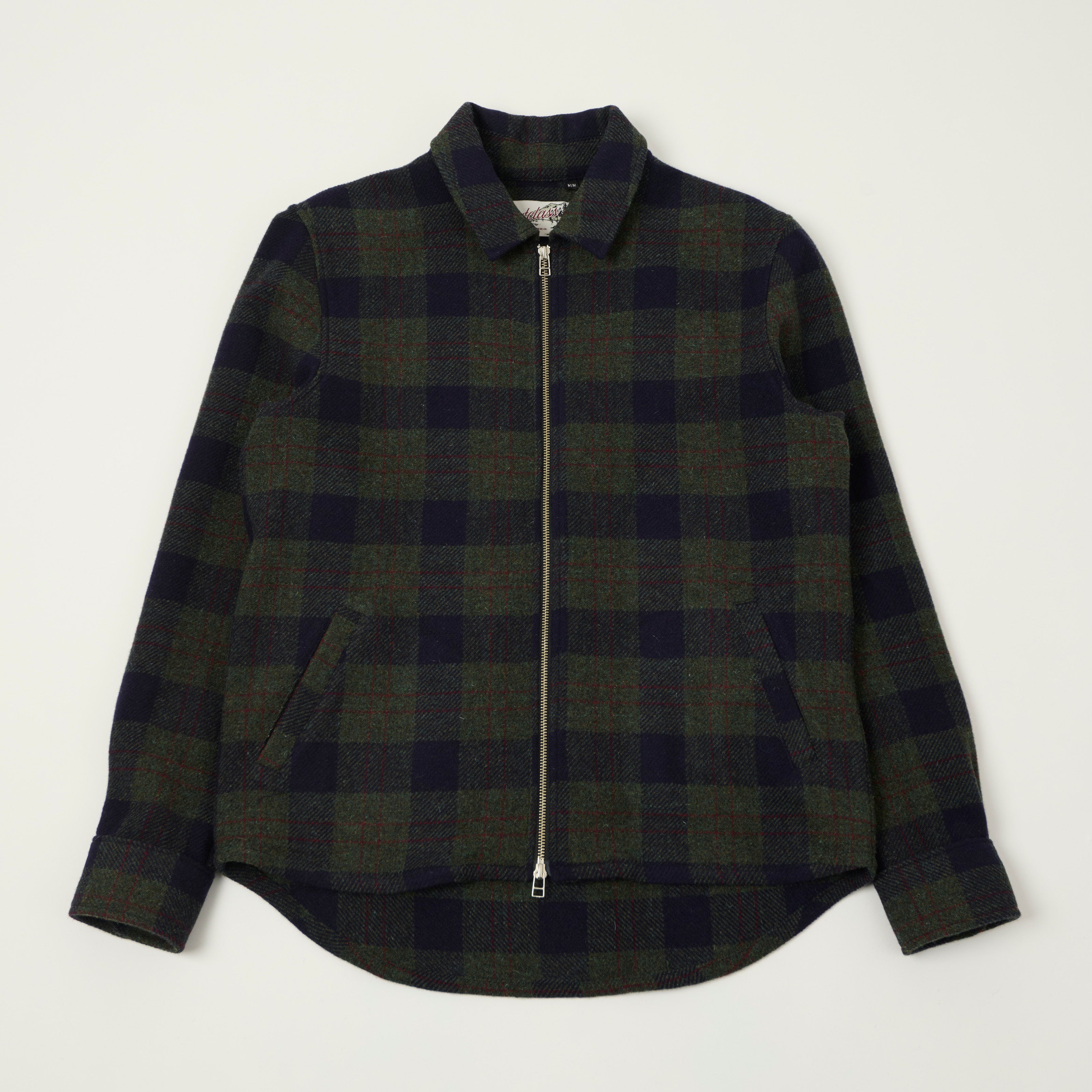 Outclass Zip Through Wool Overshirt - Hunter Plaid
