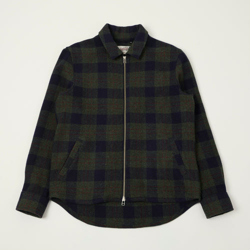 Outclass Zip Through Wool Overshirt - Hunter Plaid