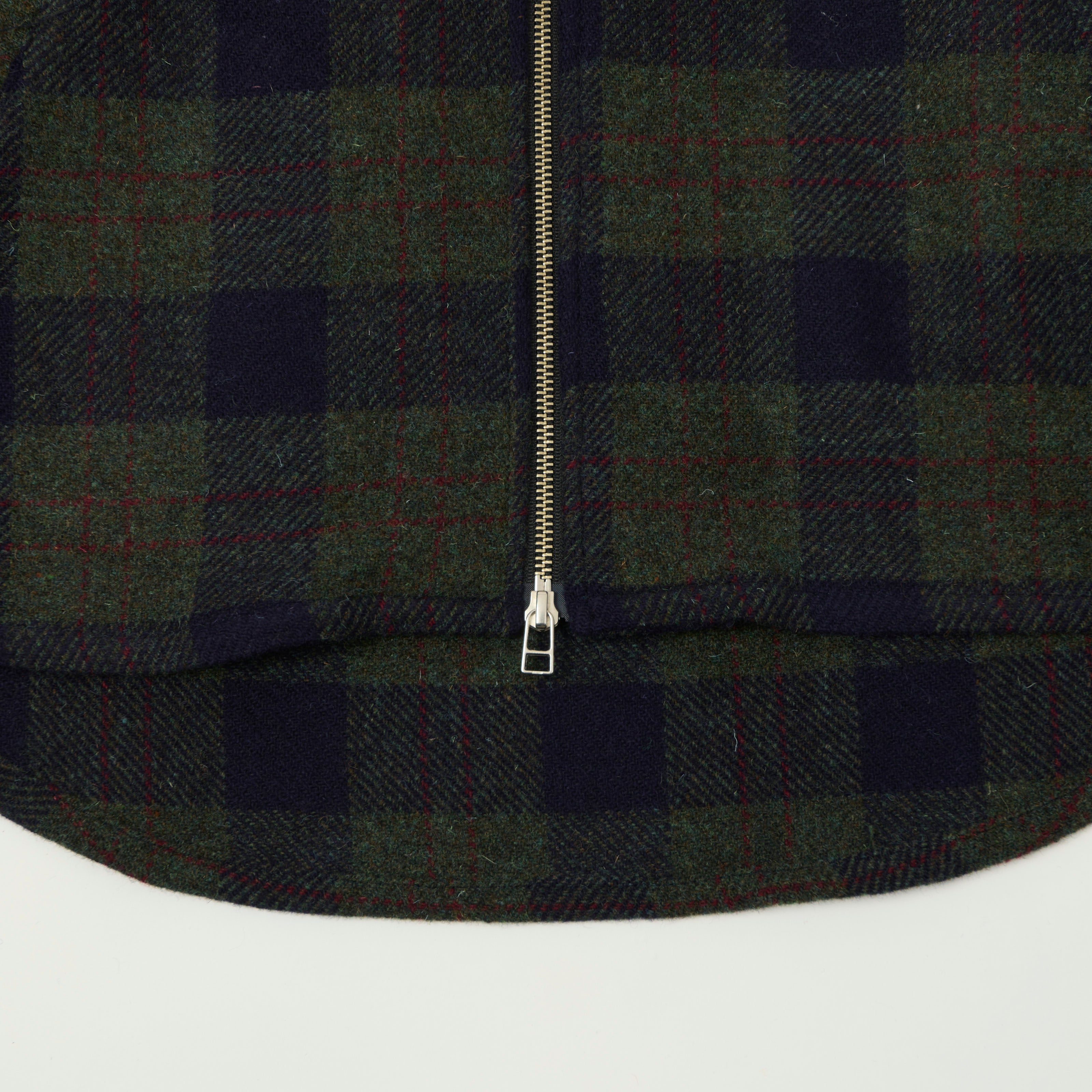 Outclass Zip Through Wool Overshirt - Hunter Plaid