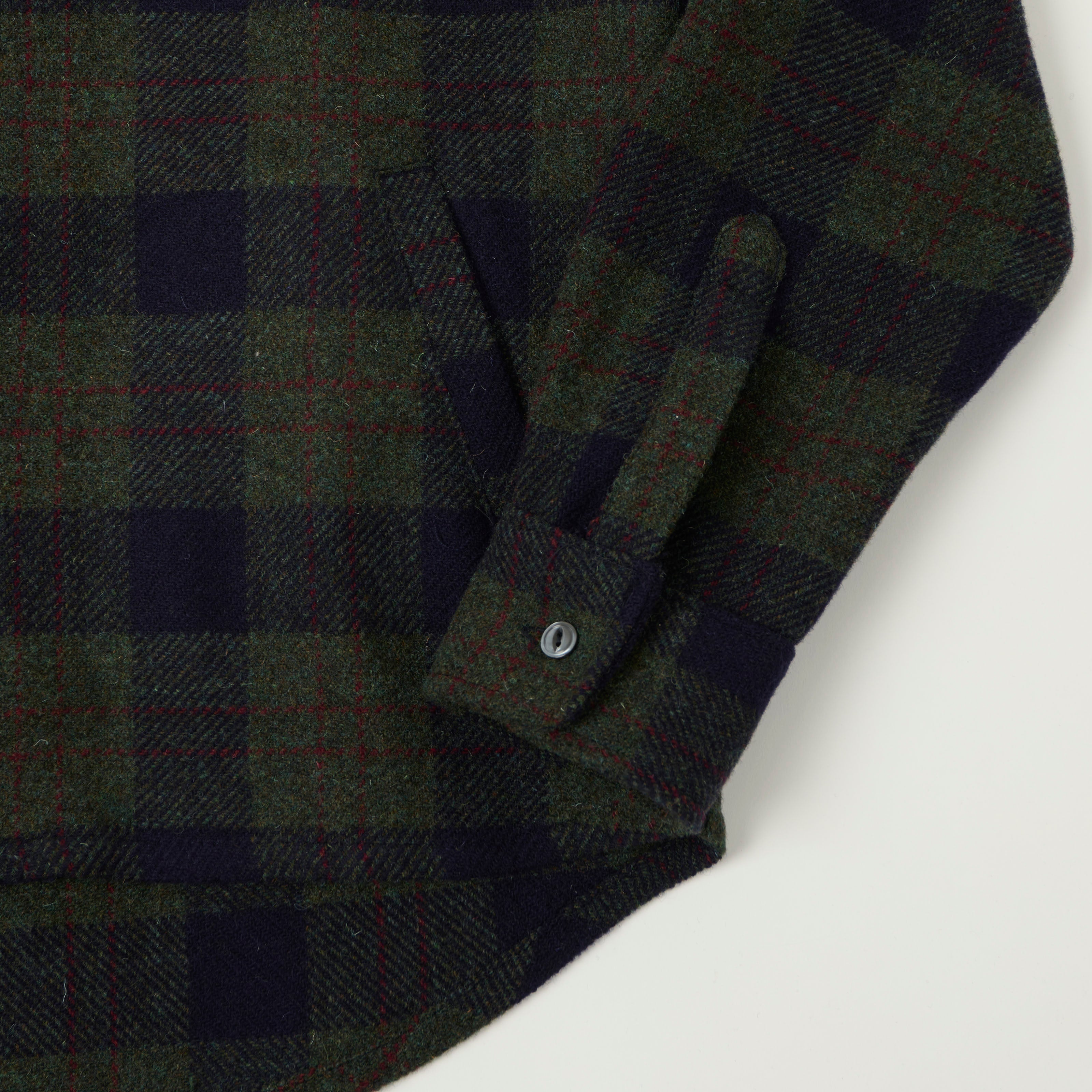 Outclass Zip Through Wool Overshirt - Hunter Plaid