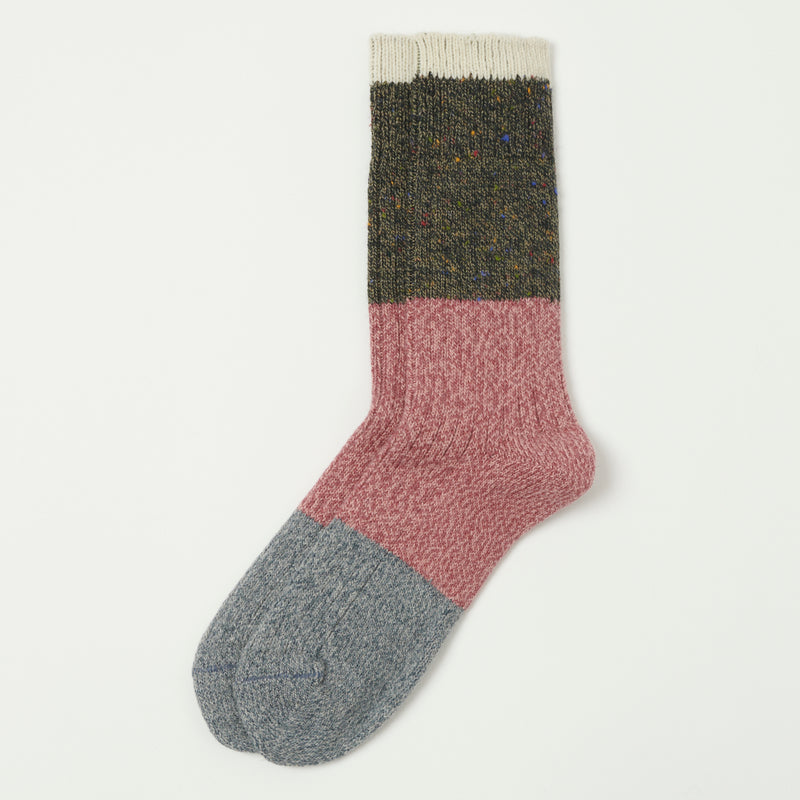 Patapaca Cosmic Tri Sock - Forest/Pink