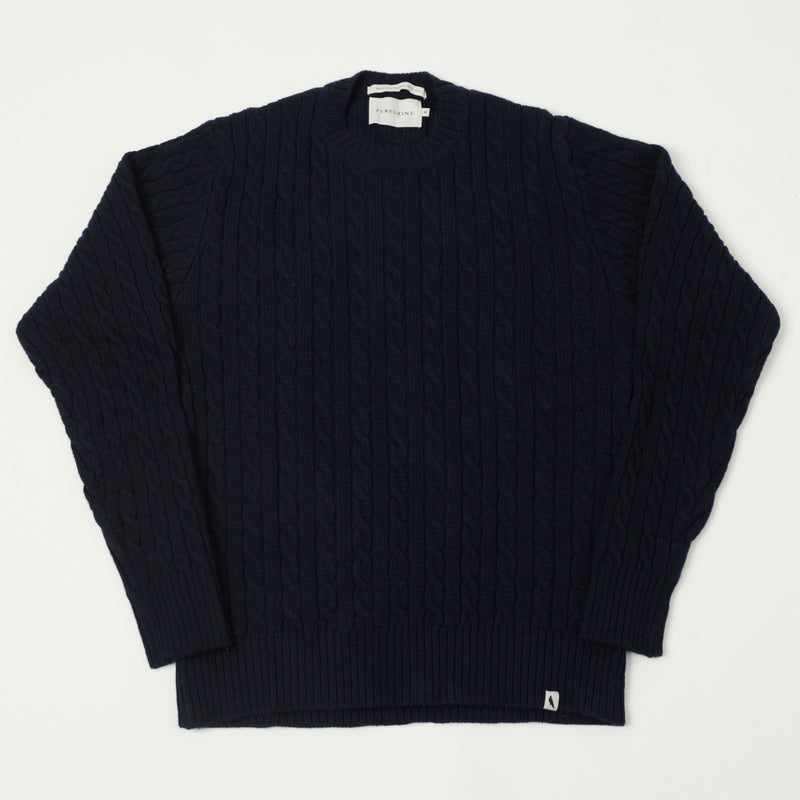 Peregrine Makers Stitch Cable Crew - Navy