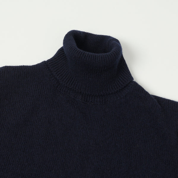 Peregrine Makers Stitch Polo Neck Jumper - Navy
