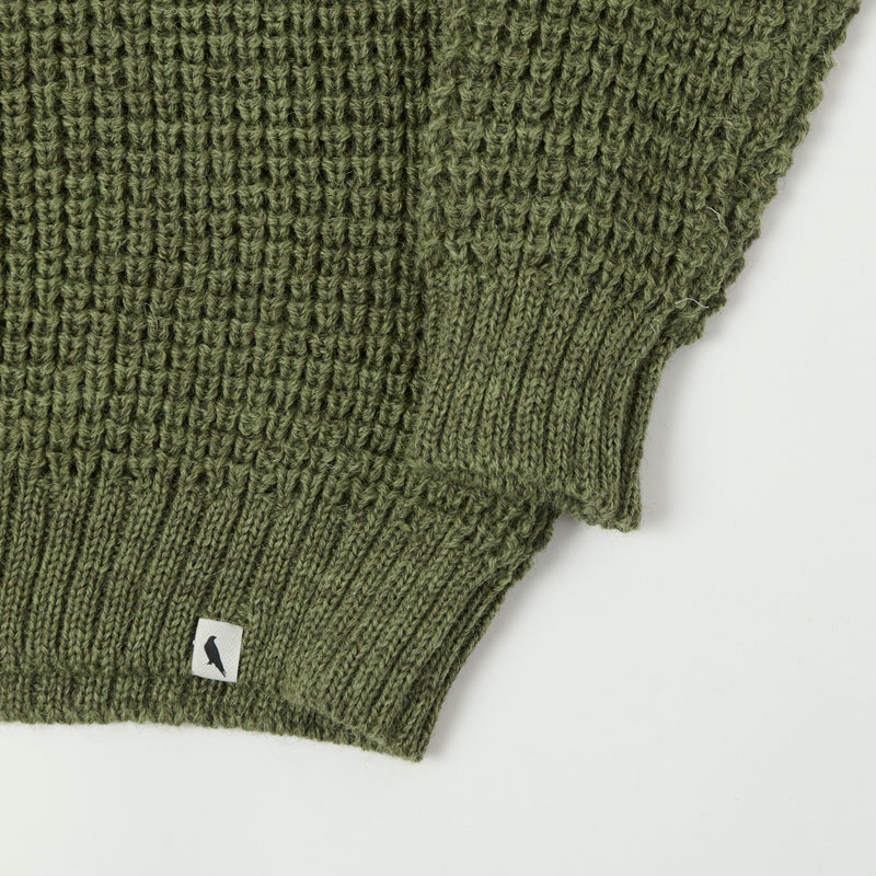 Peregrine Waffle Crew Neck Jumper - Apple