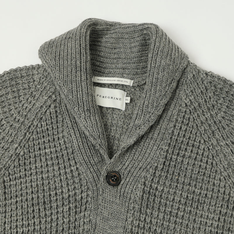 Peregrine Waffle Knit Shawl Collar Cardigan Steel SON OF A STAG