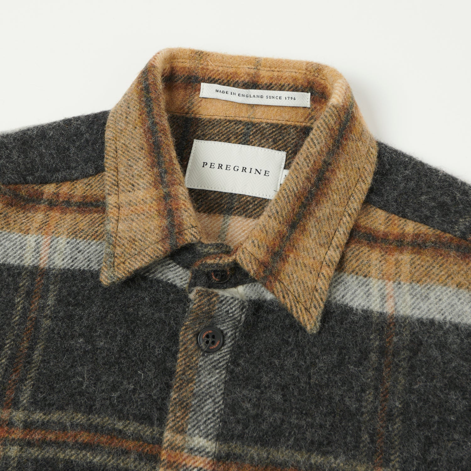 Peregrine 'Barney' Wool Overshirt - Brown/Grey