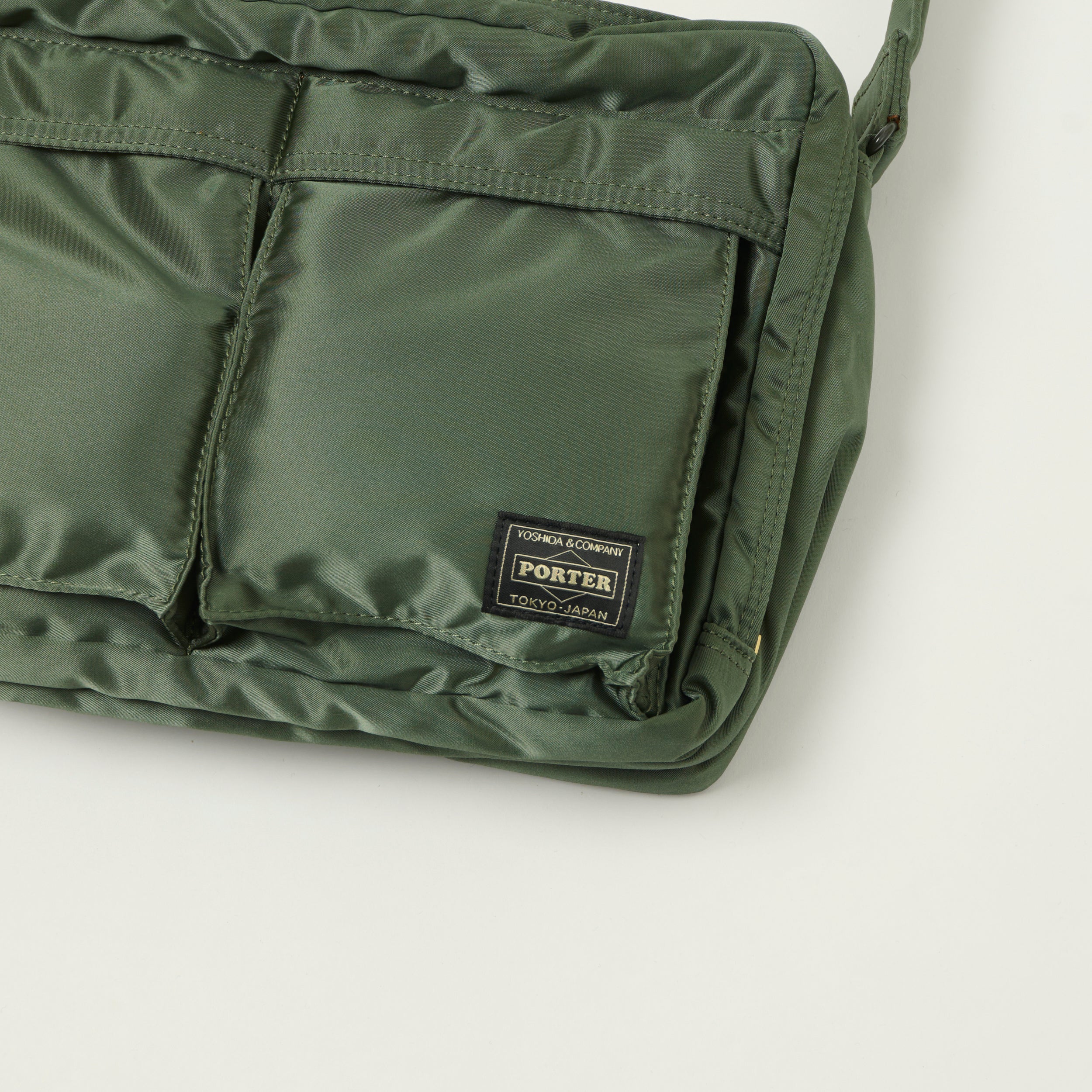 Porter-Yoshida & Co Bio Tanker Medium Zipped Sling Bag - Sage