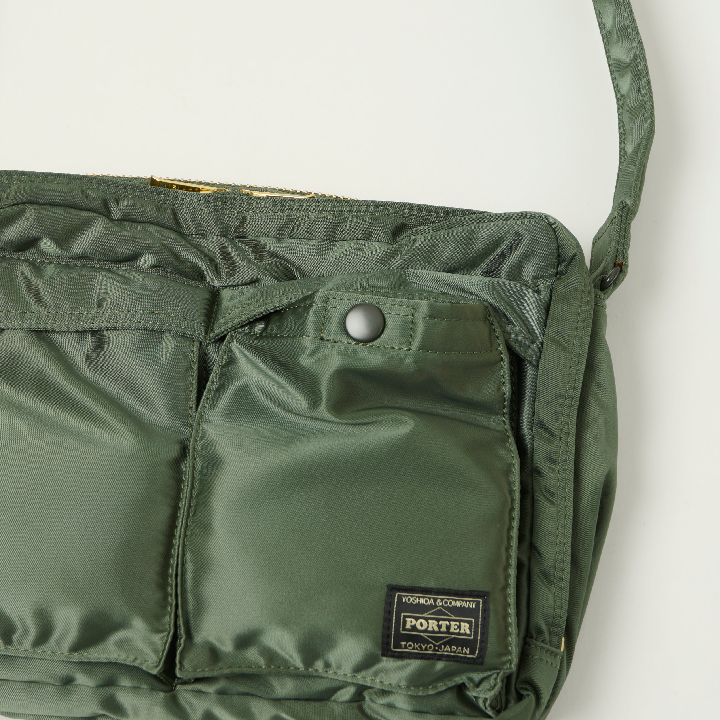 Porter-Yoshida & Co Bio Tanker Medium Zipped Sling Bag - Sage