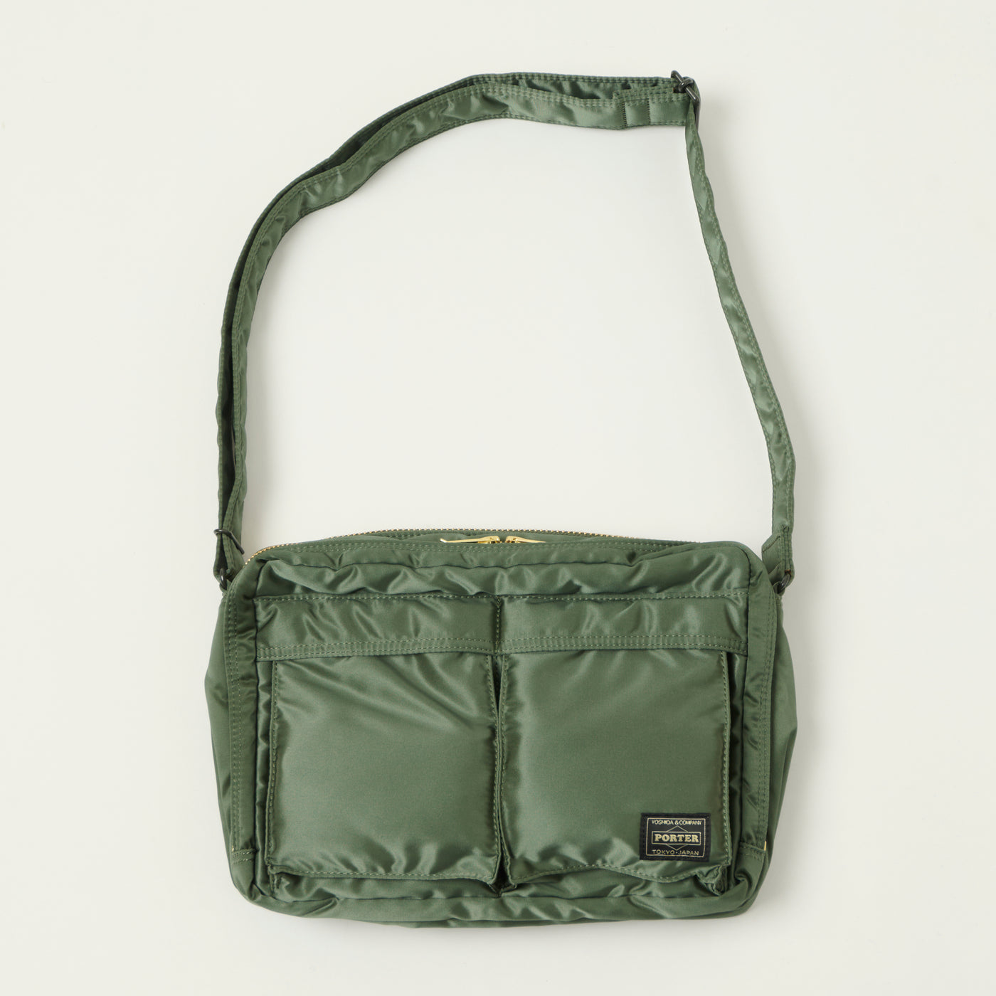 Porter-Yoshida & Co Bio Tanker Medium Zipped Sling Bag - Sage Green