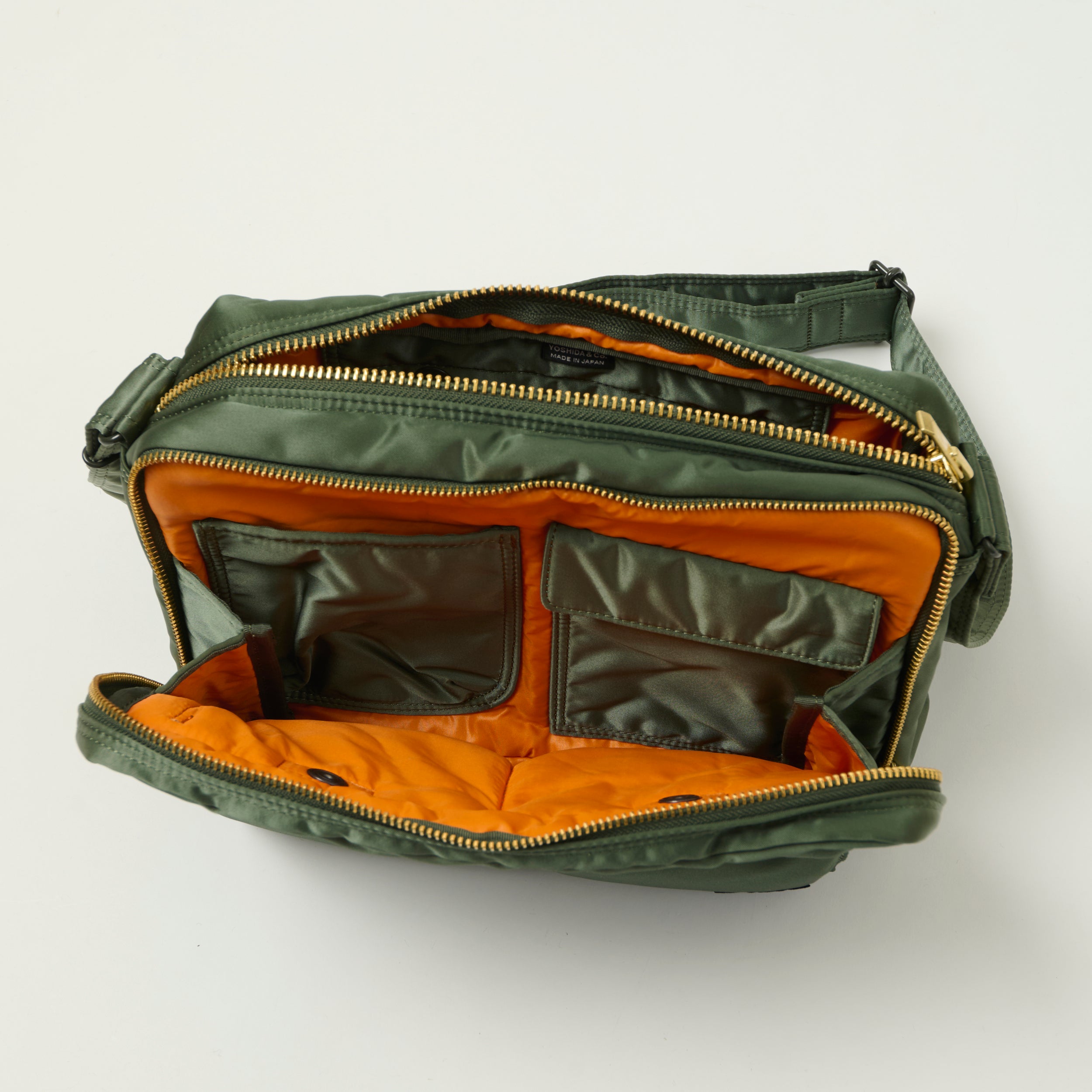 Porter-Yoshida & Co Bio Tanker Medium Zipped Sling Bag - Sage