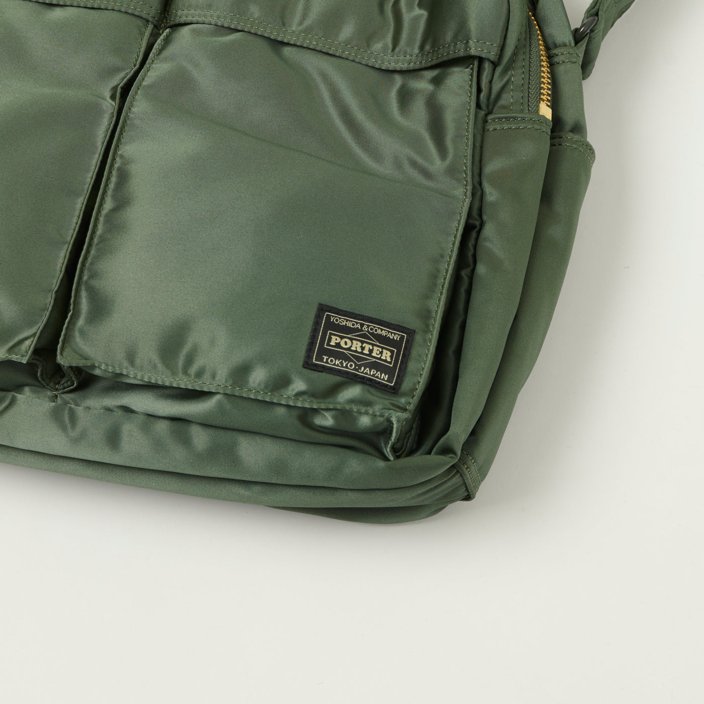 Porter-Yoshida & Co Bio Tanker Large Zipped Sling Bag - Sage Green