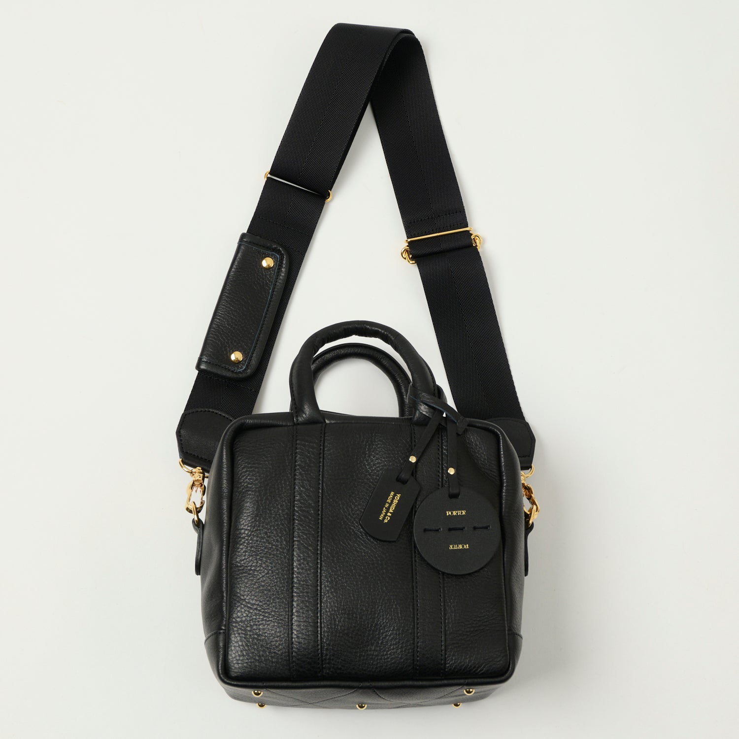 Porter-Yoshida & Co. Miniature 2 Way Leather Kit Bag - Black