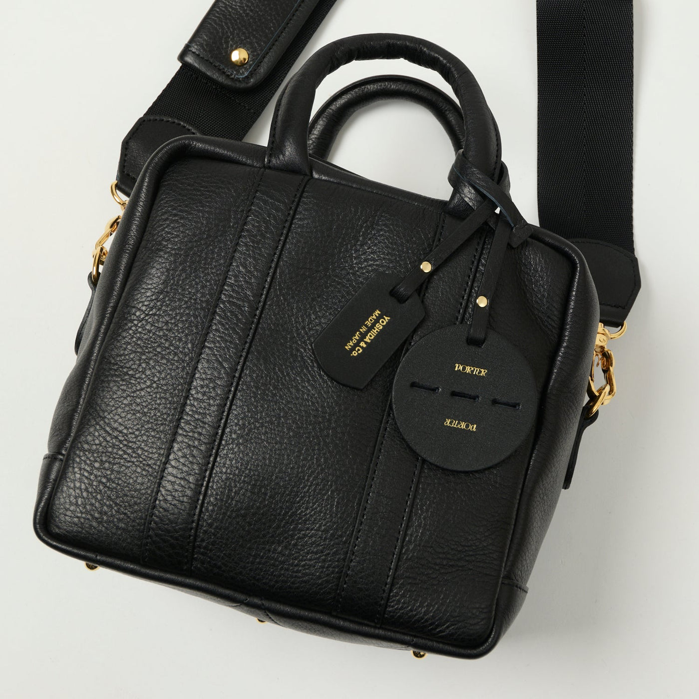 Porter-Yoshida & Co. Miniature 2 Way Leather Kit Bag - Black