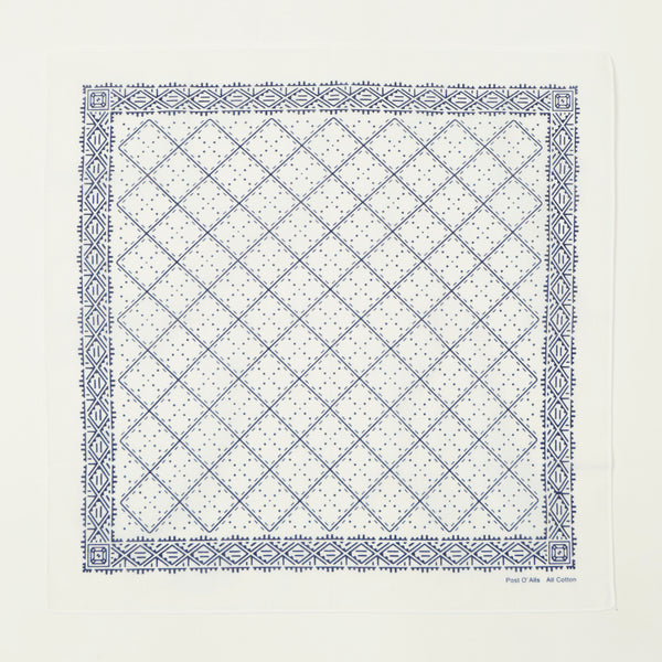 Post Overalls Geo Pattern #2 Bandana - White