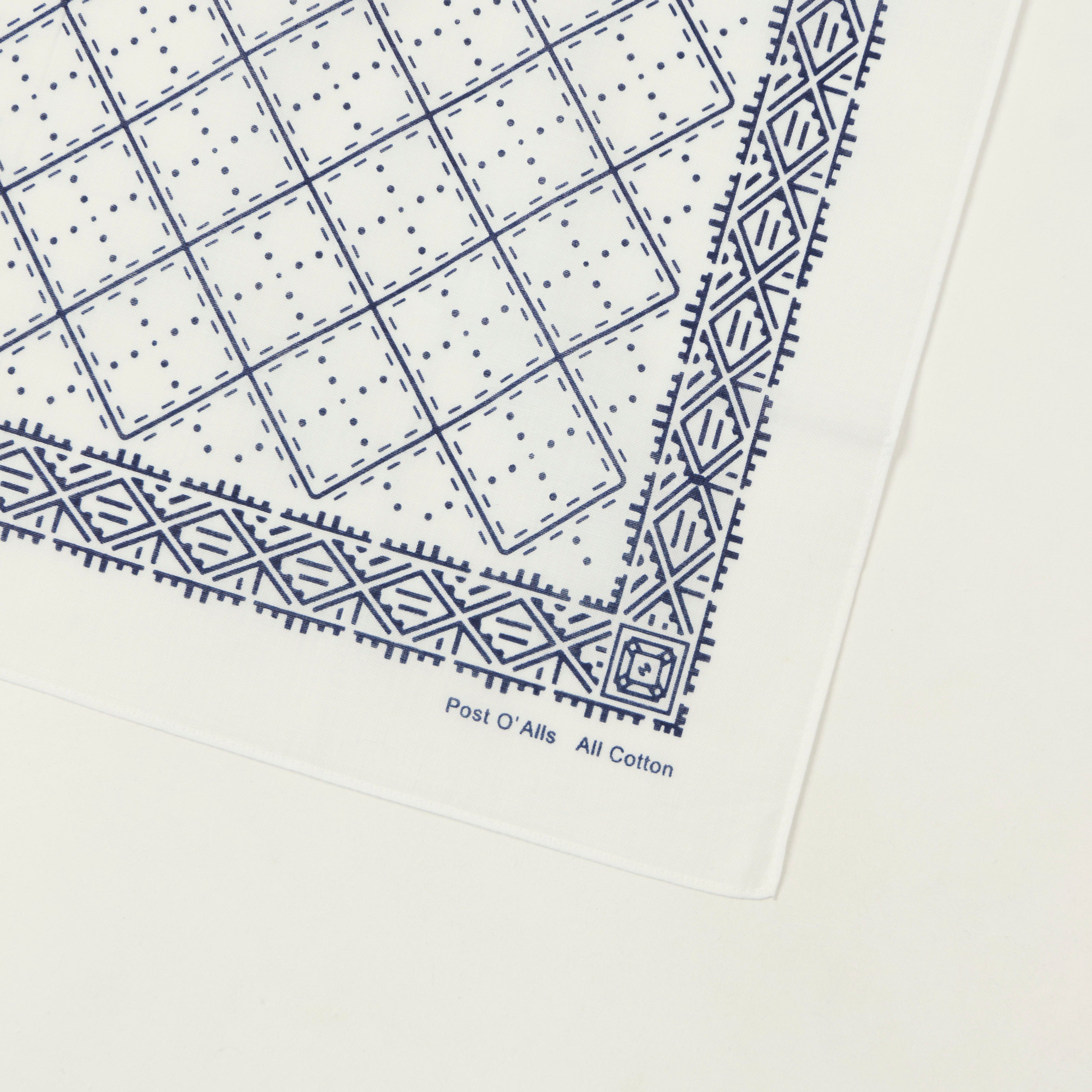 Post Overalls Geo Pattern #2 Bandana - White