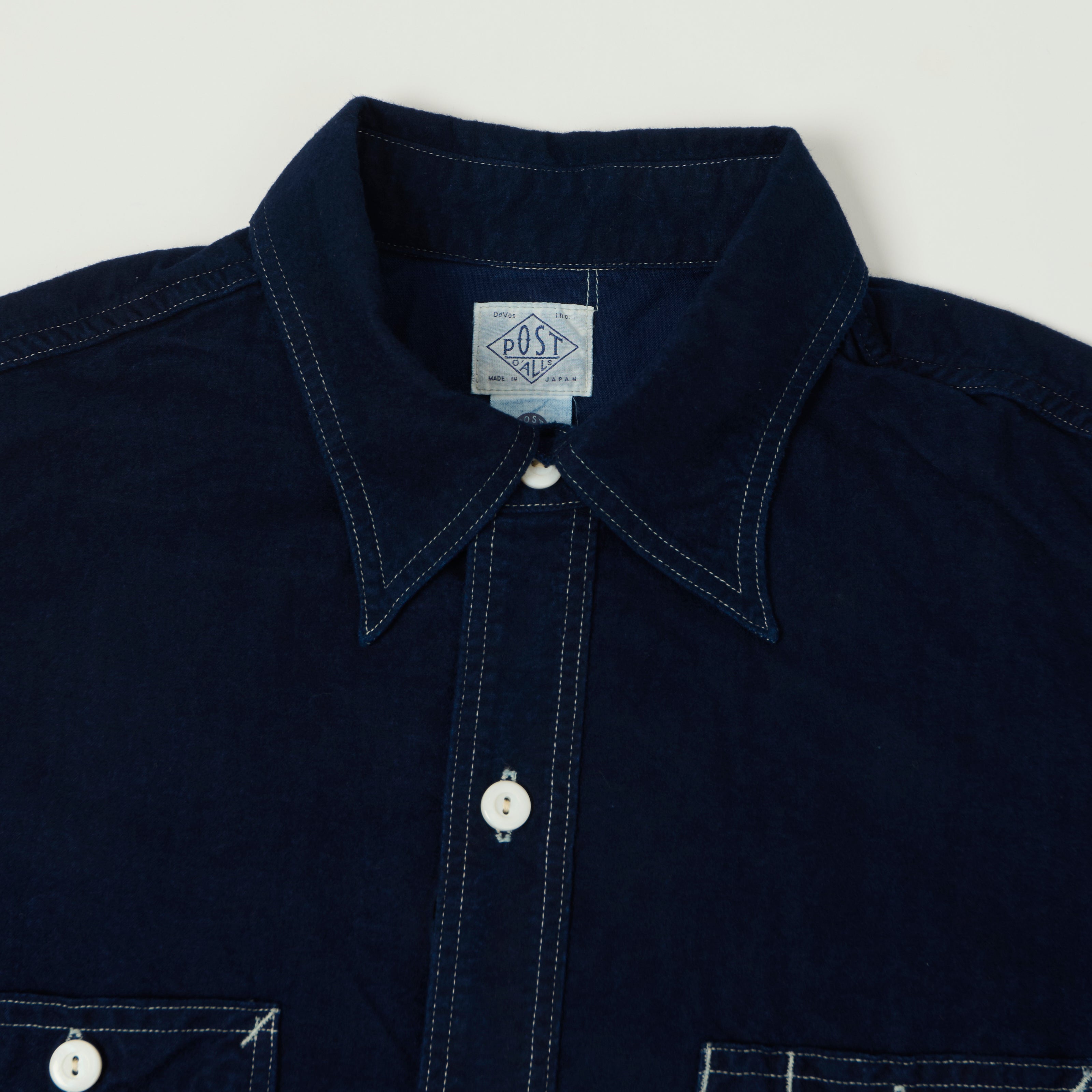 Post Overalls 'St Louis' Light Moleskin Work Shirt - Indigo