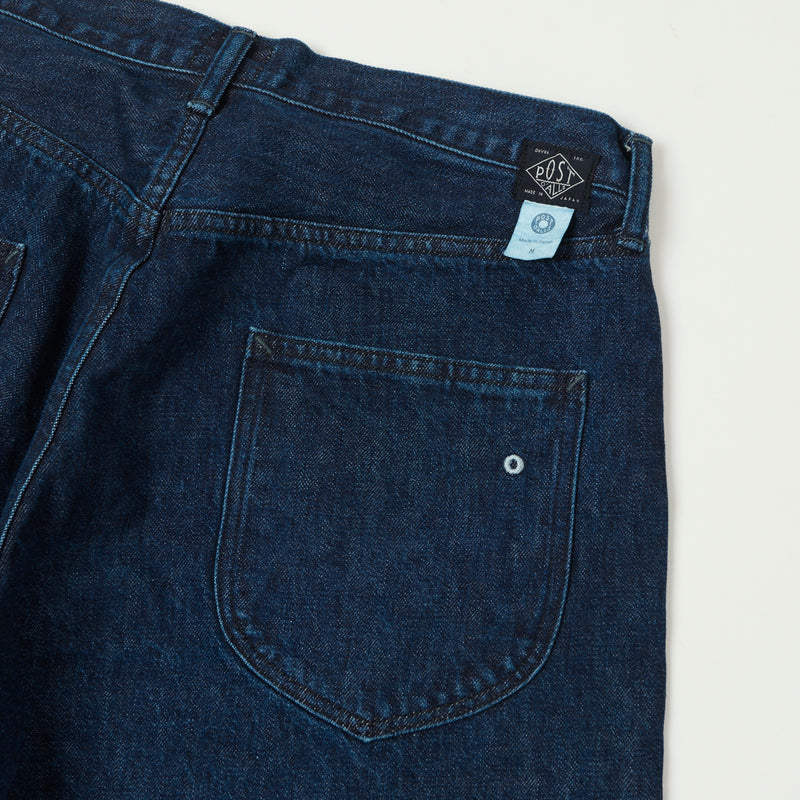 Post Overalls No.2 5-Pocket Denim Shorts - Indigo Deep Wash