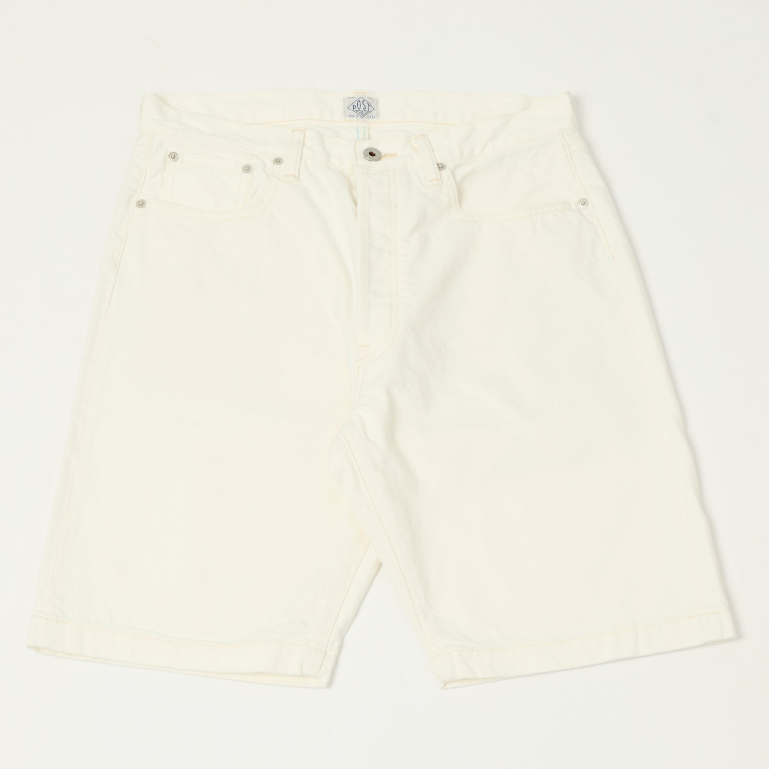 Post Overalls No.2 Five Pocket Denim Shorts - White