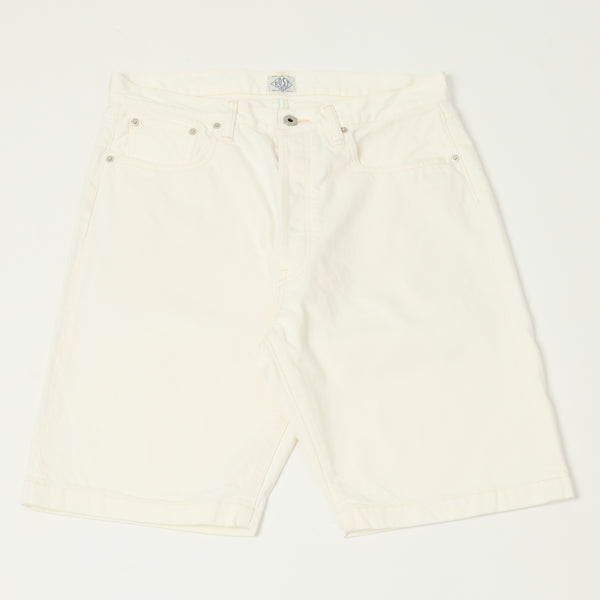 Post Overalls No.2 5-Pocket Denim Shorts - White