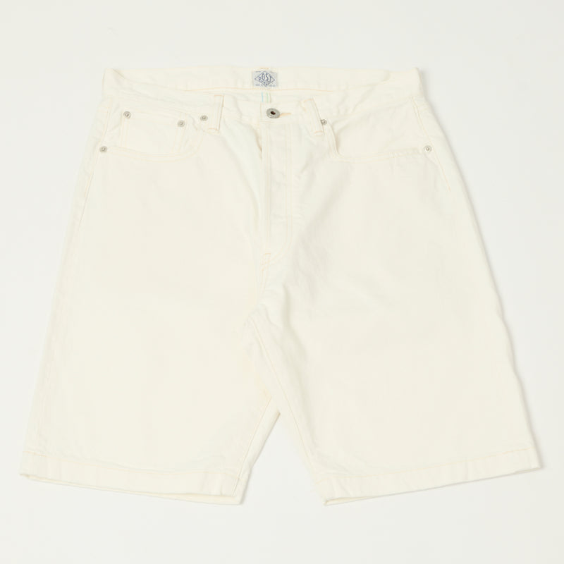 Post Overalls No.2 5-Pocket Denim Shorts - White