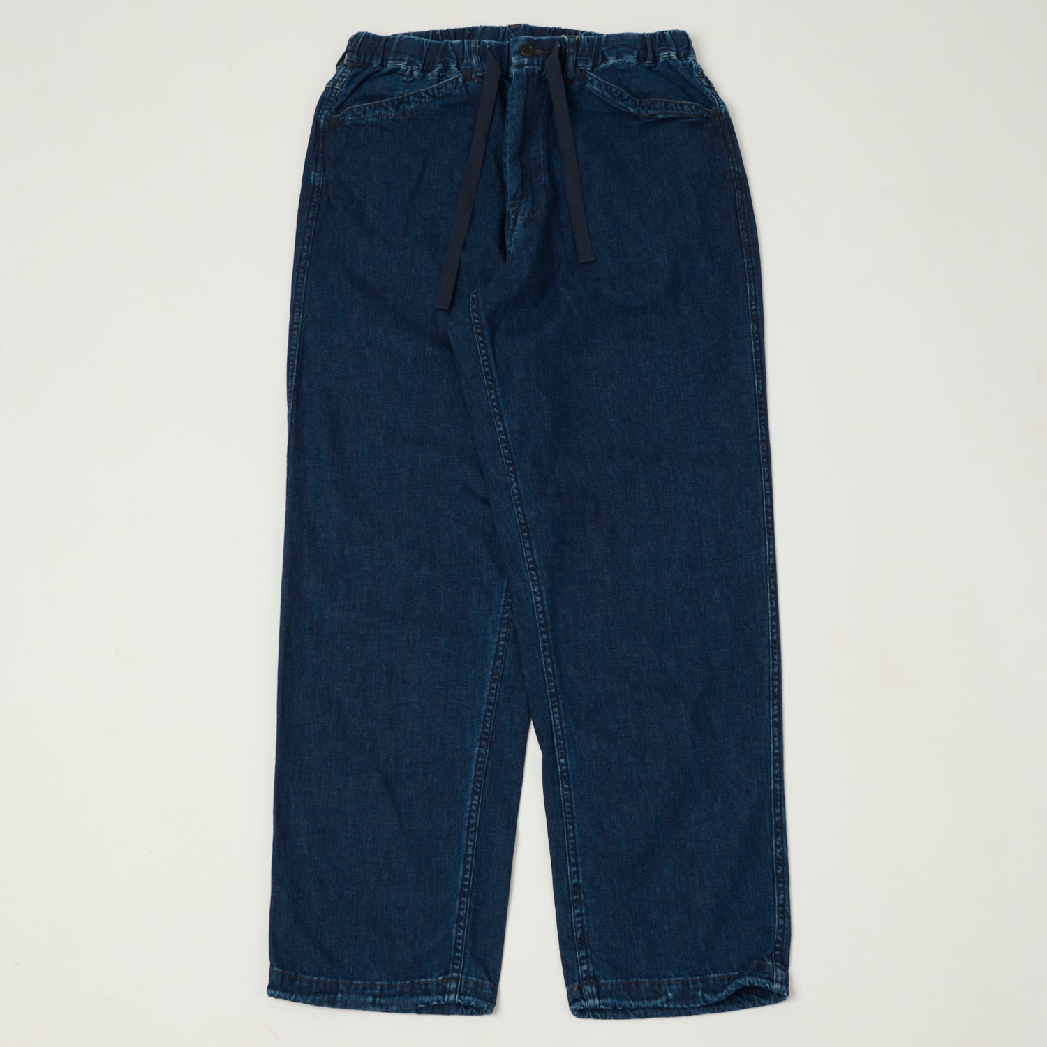 Post Overalls 'E-Z Chinois De Luxe' 8oz Denim Trousers - Deep Wash