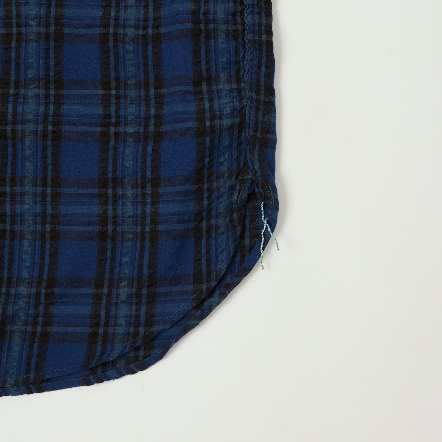 Post Overalls No.6 Seersucker Work Shirt - Blue Plaid