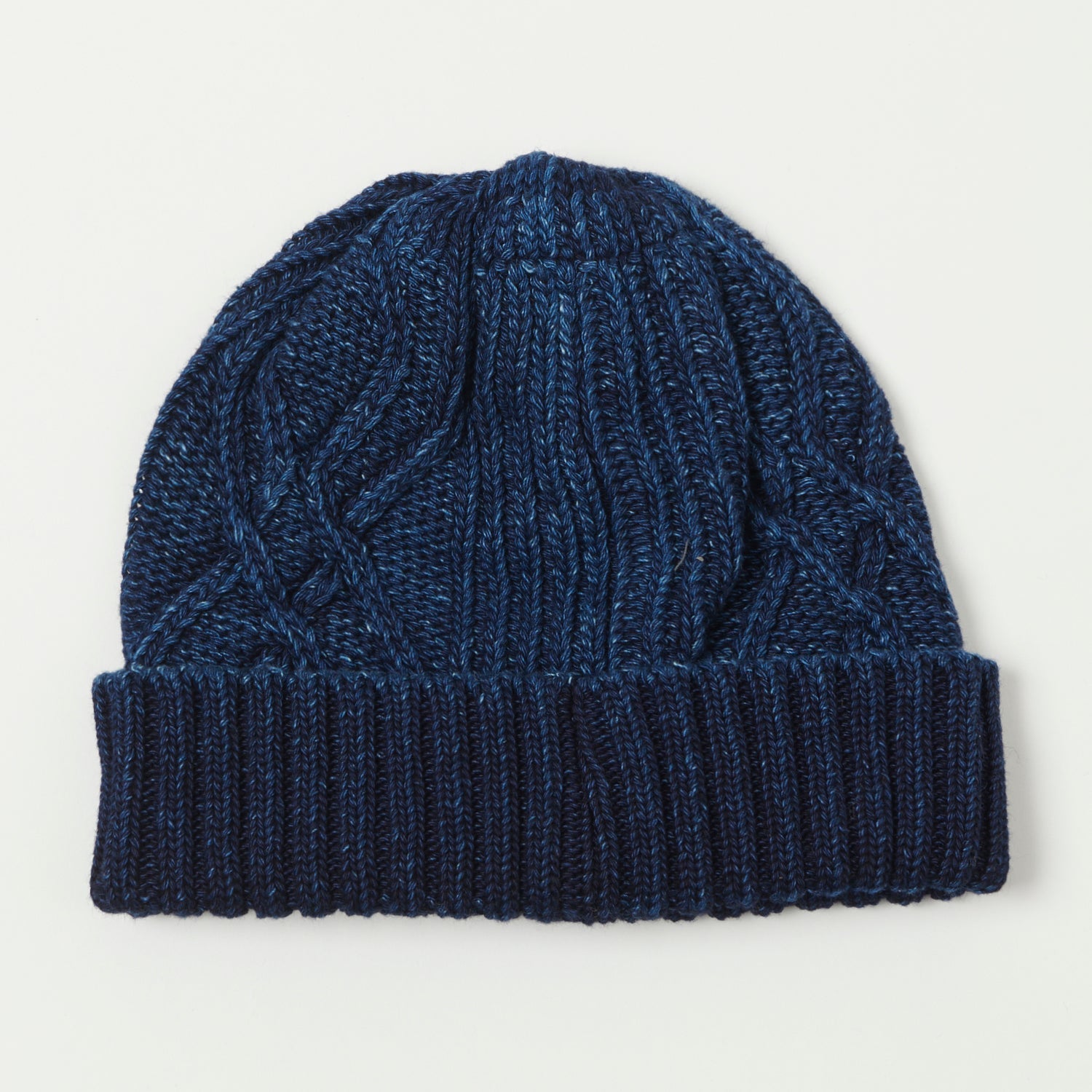 RoToTo Cotton Aran Watch Cap - Dark Denim