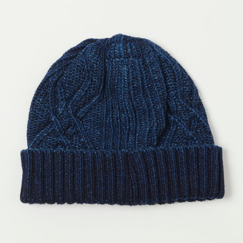 RoToTo Cotton Aran Watch Cap - Dark Denim