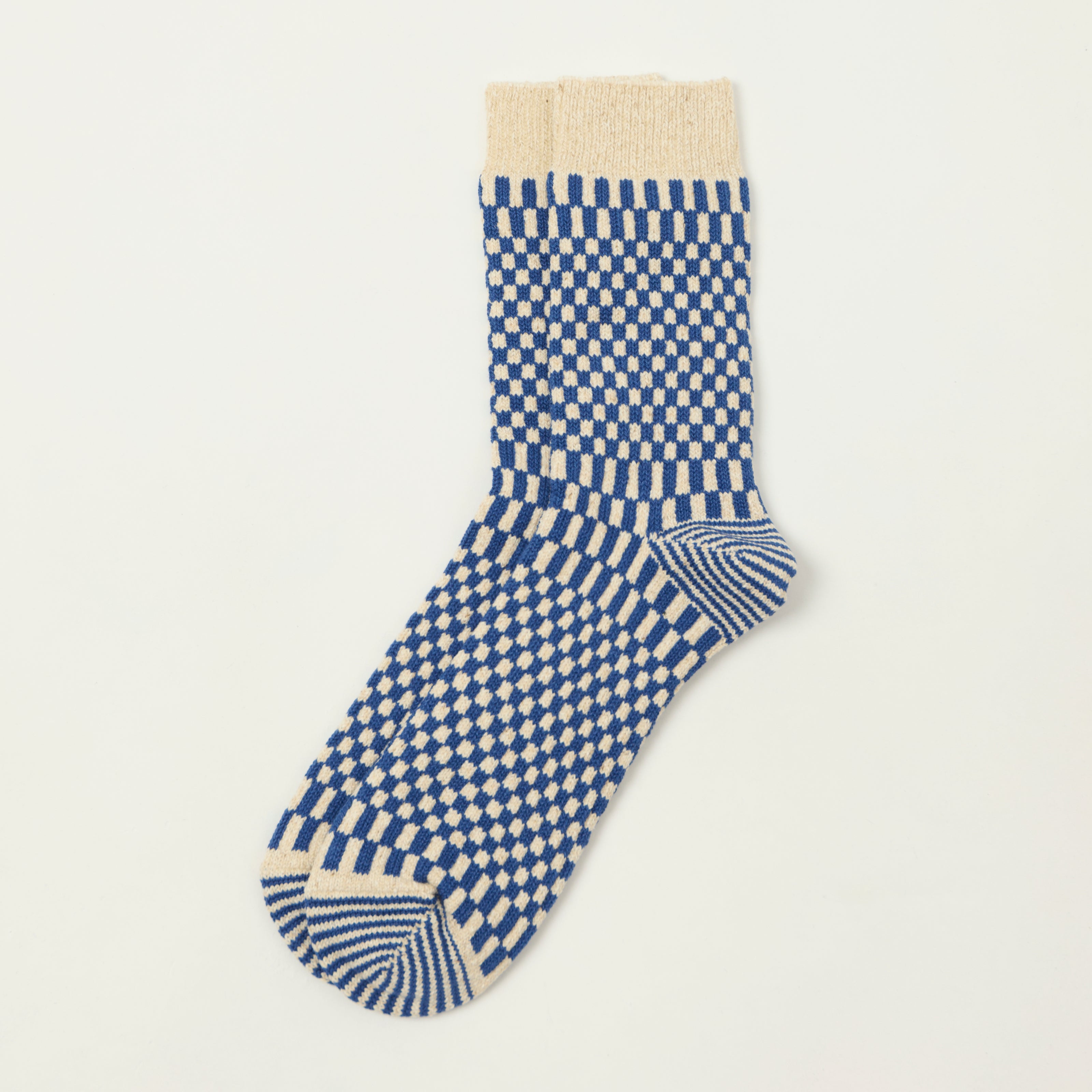 Rototo Checkerboard Pattern Socks - Blue