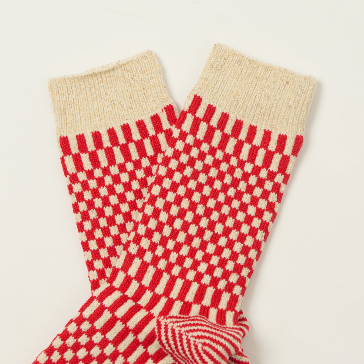 Rototo Checkerboard Pattern Socks - Red