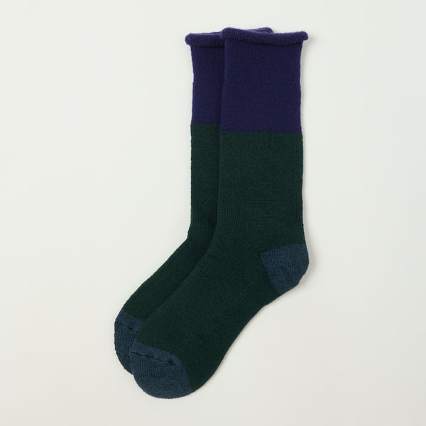 RoToTo Chunky Pile Boot Sock - Dark Purple/Dark Green