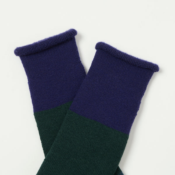 RoToTo Chunky Pile Boot Sock - Dark Purple/Dark Green