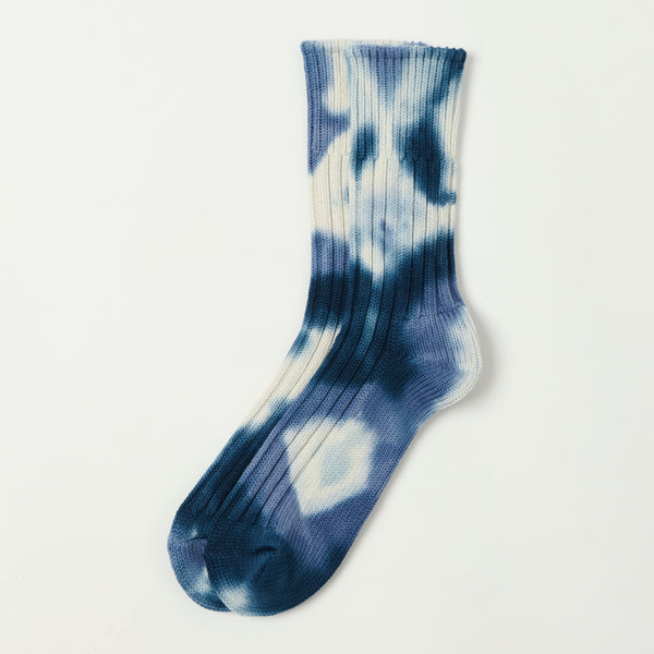 RoToTo 'Tie Dye' Chunky Ribbed Crew Sock - Navy/Blue