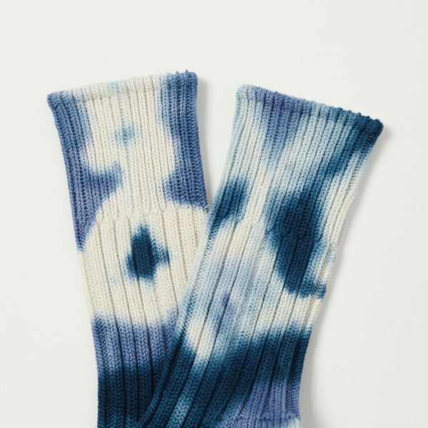 RoToTo 'Tie Dye' Chunky Ribbed Crew Sock - Navy/Blue