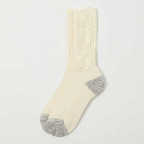 RoToTo Coarse Ribbed Oldschool Crew Sock - Ecru