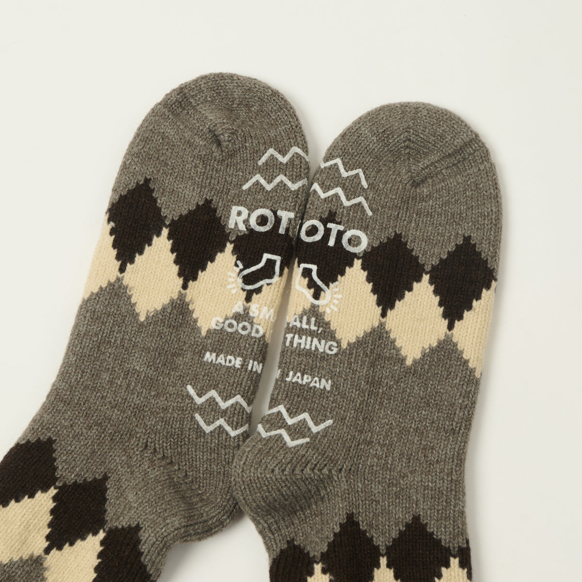 Rototo Diamond Comfy Room Socks - Brown/Dark Grey