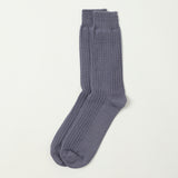 RoToTo Cotton Waffle Crew Sock - Steel Blue