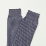 RoToTo Cotton Waffle Crew Sock - Steel Blue