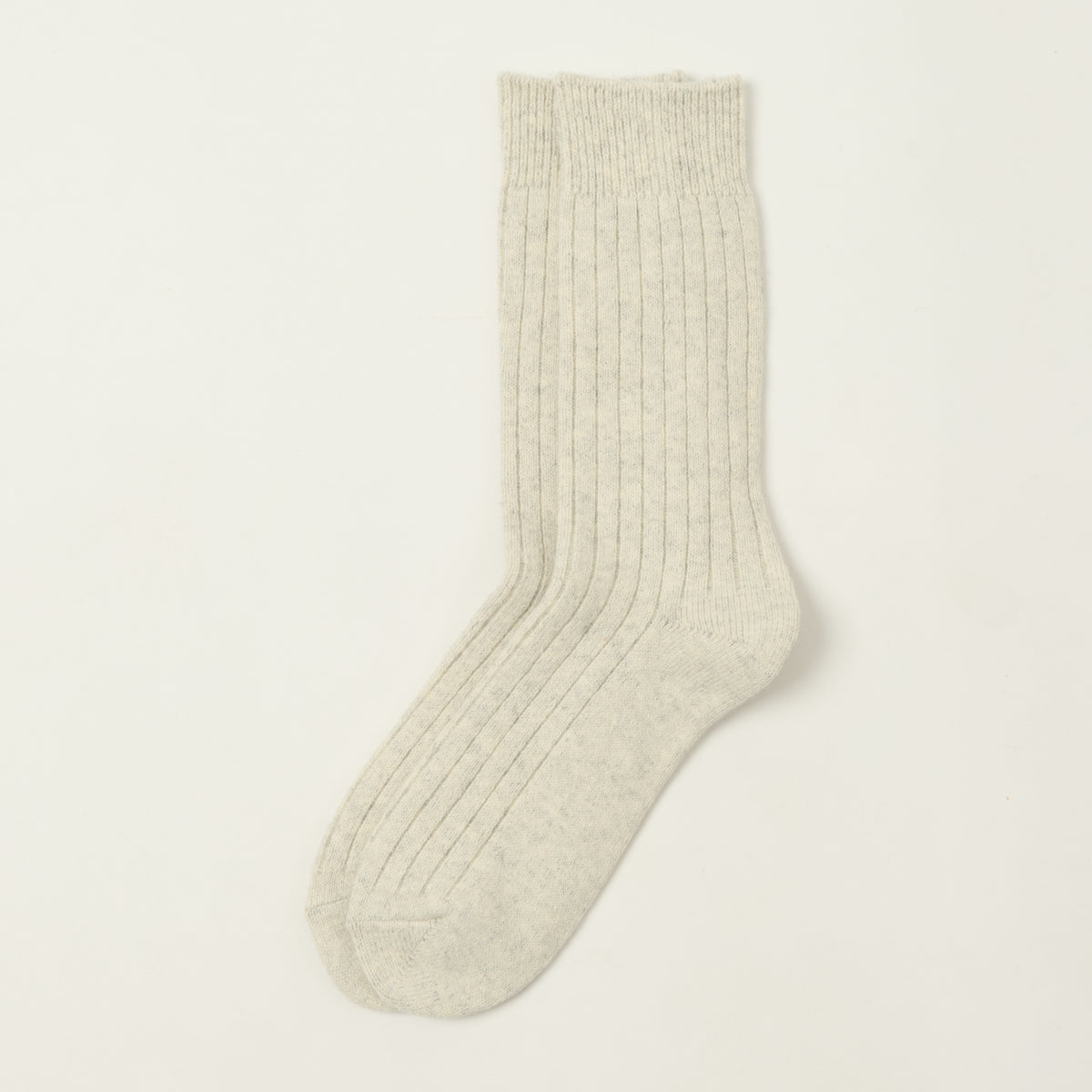 RoToTo Cotton Wool Ribbed Crew Sock - Ash Grey