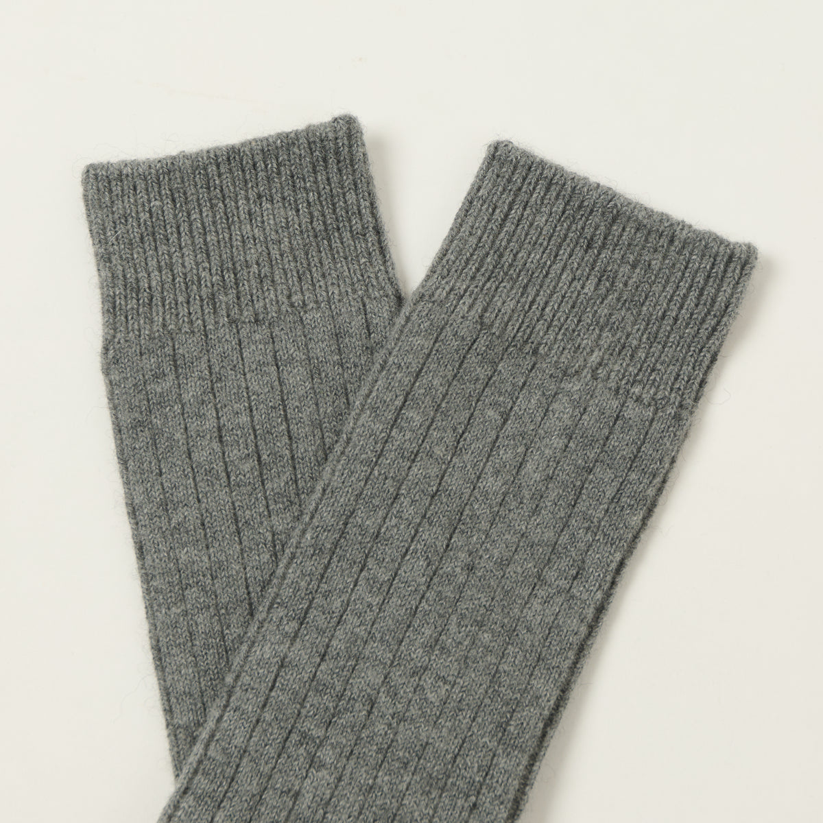 RoToTo Cotton Wool Ribbed Crew Sock - Grey