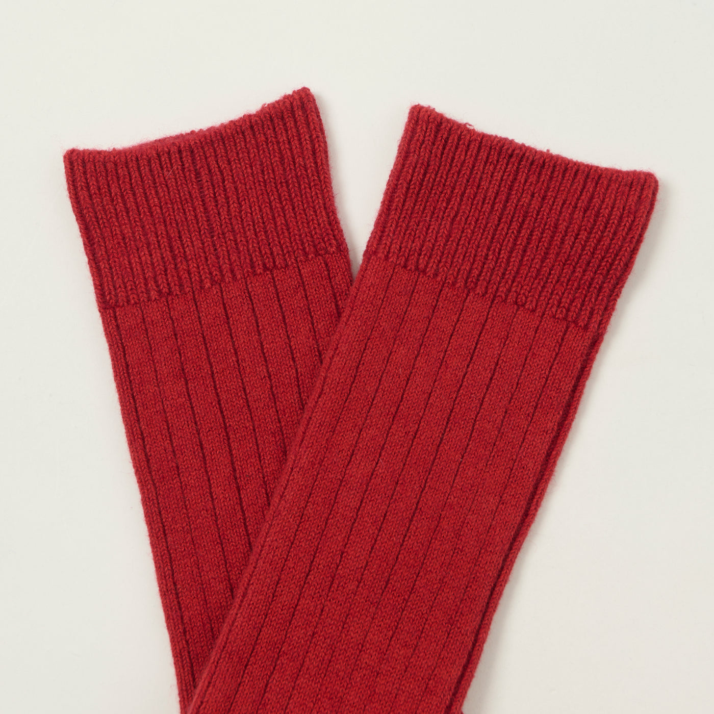 Rototo Cotton Wool Ribbed Crew Socks - Red