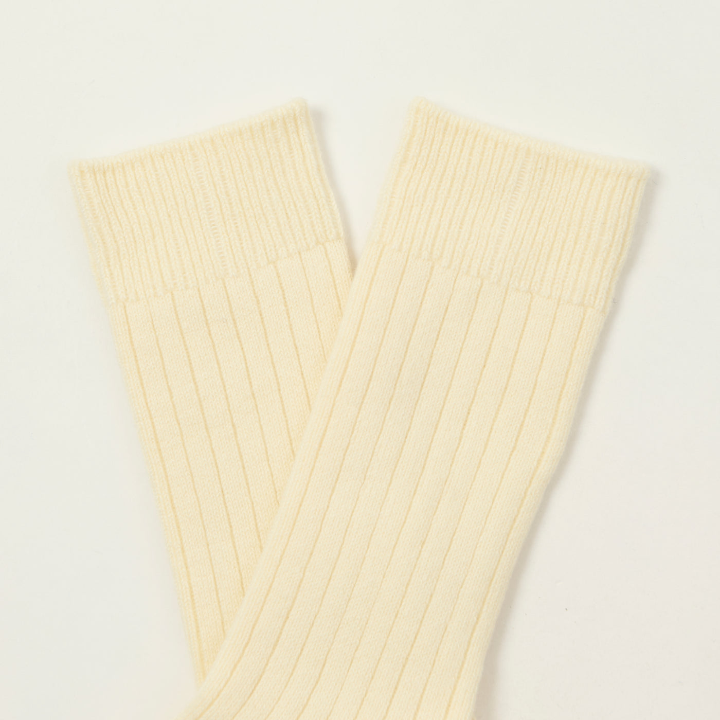 Rototo Cotton Wool Ribbed Crew Socks - White
