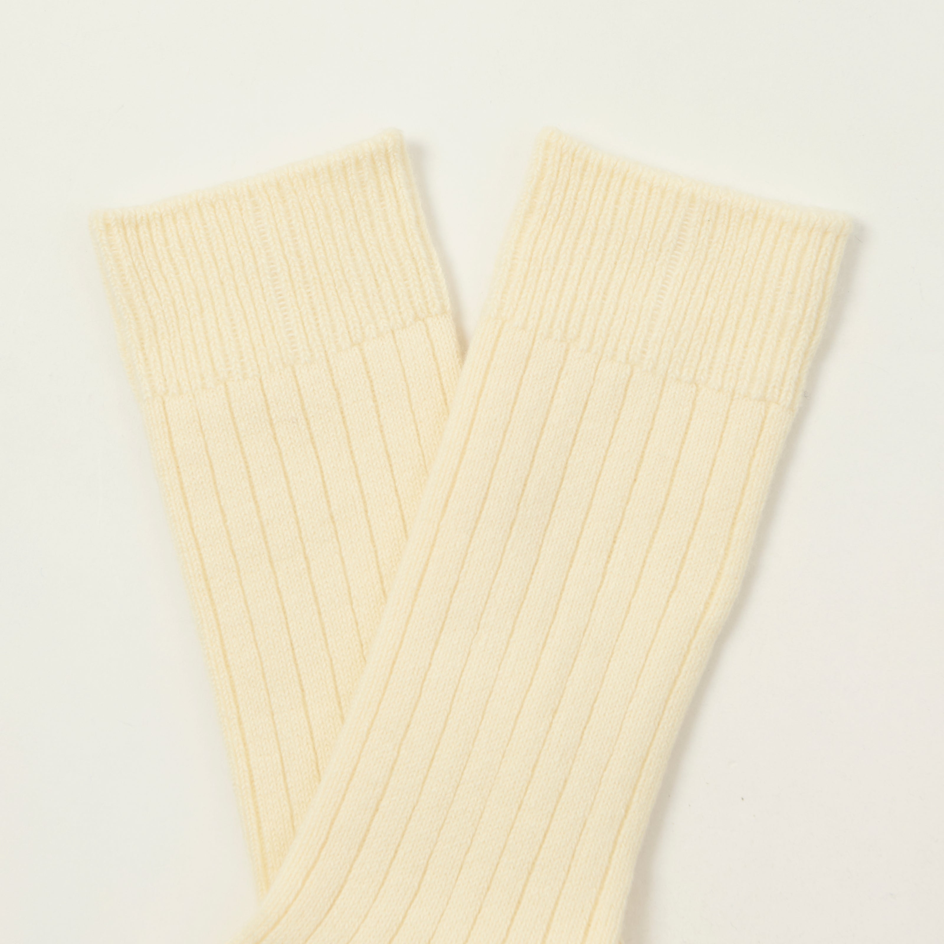 Rototo Cotton Wool Ribbed Crew Socks - White