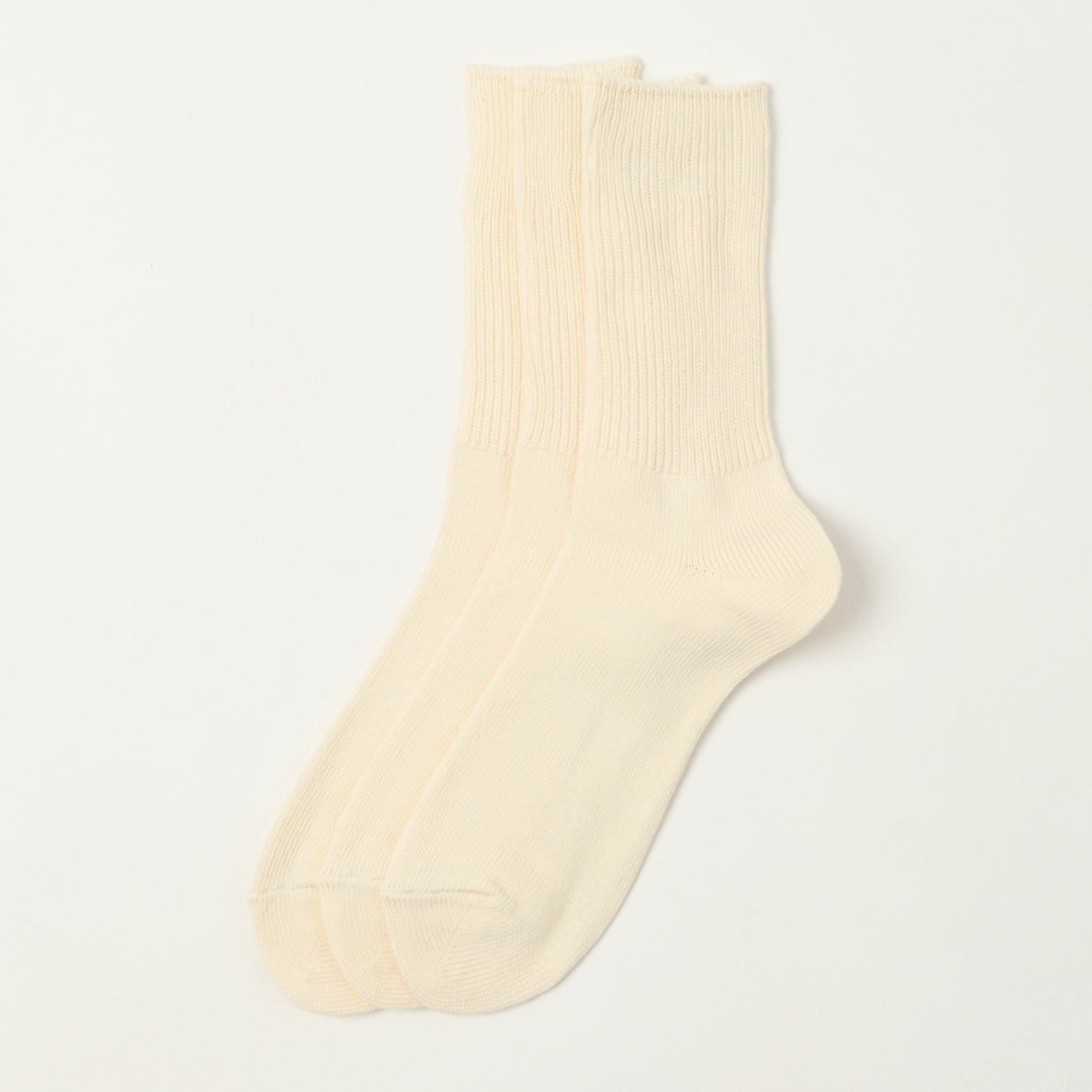 RoToTo Organic Daily 3 Pack Ribbed Crew Sock - Ivory